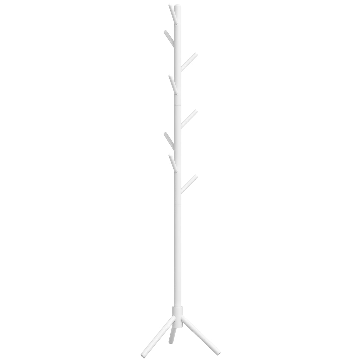 Cabide de Pé de Madeira Cabide de Pé com 8 Ganchos para Pendurar Roupa e Bolsas Cabide em Forma de Árvore para Corredor Entrada Quarto 40x40x165 cm Branco — foto 1