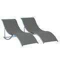 Conjunto 2 Espreguiçadeiras Ergonômicas Dobráveis ​​em Forma de S com Estrutura de Alumínio Textilene para Piscina Pátio Jardim e Varanda 165x61x63cm Cinza — foto 1