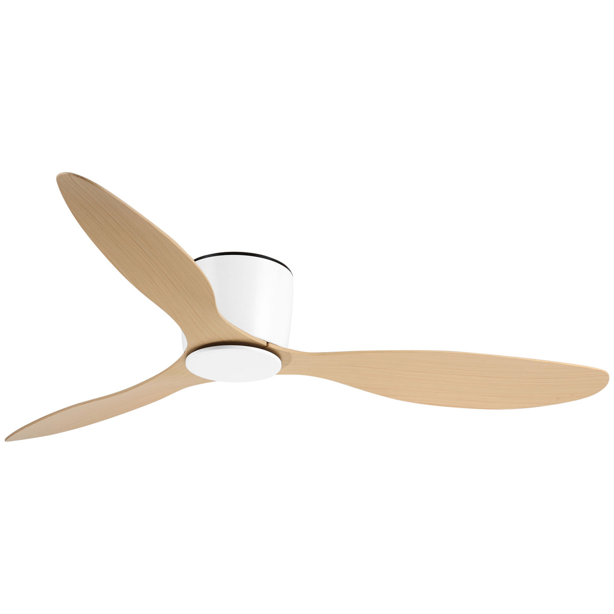 Ventoinha de Teto Motor DC Ø132x18 cm com Controle Remoto 3 Lâminas Reversíveis 6 Velocidades e Temporizador Silencioso para Dormitórios Sala de Jantar Branco e Natural — foto 1