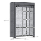 Roupeiro de Tecido Dobrável Armário de Roupa Portátil com 6 Prateleiras e 1 Barra de Pendurar para Dormitório Vestidor 103x43x162,5 cm Cinzento — foto 3