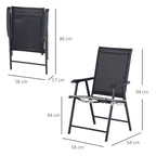 Conjunto de 2 Cadeiras Dobráveis para Exterior com Apoio para o Braço Cadeiras para Jardim com Textilene e Metal Carga 110 kg 58x64x94 cm Preto — foto 3