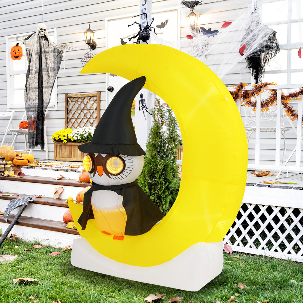Decoração Inflável de Halloween com Coruja e Lua Iluminada LED 130 x 155 cm — foto 1