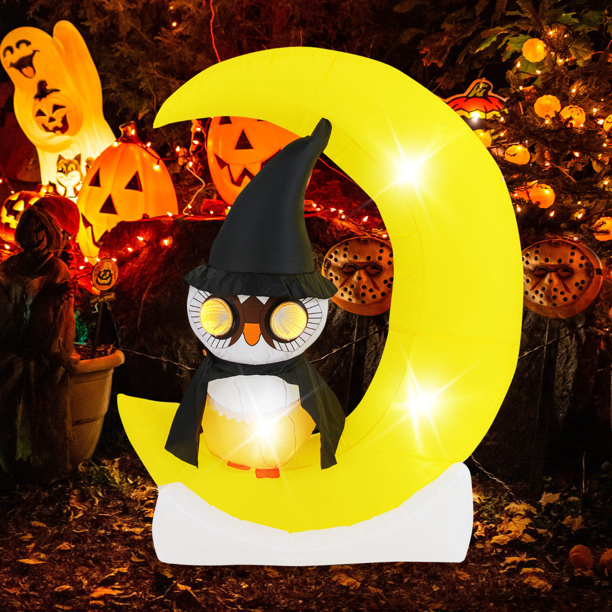 Decoração Inflável de Halloween com Coruja e Lua Iluminada LED 130 x 155 cm — foto 4