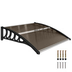 Marquise para Portas e Janelas 103x96,5x27 cm Marquise com Proteção para Sol e Chuva com Painéis de Policarbonato Preto e Marrom — foto 1