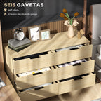 Cómoda com 6 Gavetas Cómoda para Dormitório Cómoda Moderna com Desenho Anti-Tombo para Sala de Estar Corredor 110x40x75 cm Carvalho — foto 4