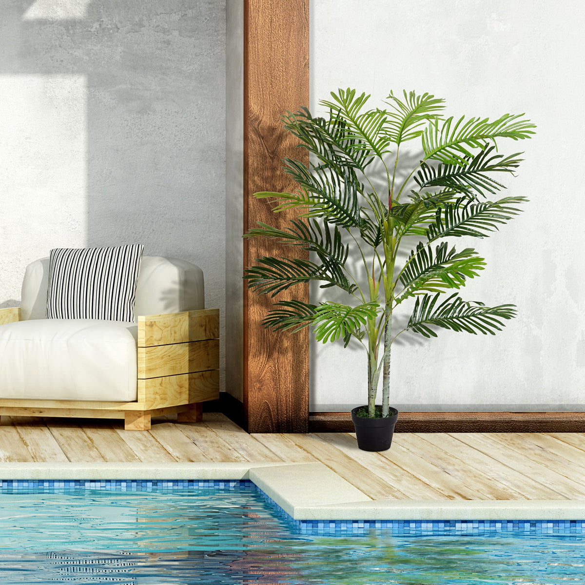 Palmeira Artificial 150cm com Aspecto Realista Planta Artificial Decorativa com Vaso Casa Varanda Jardim Verde — foto 4