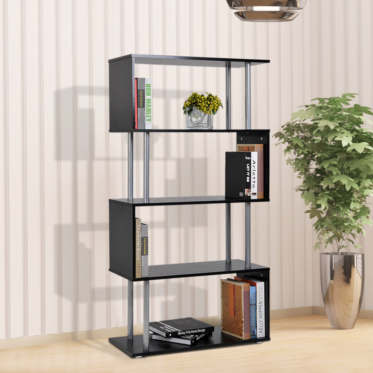 Estante de madeira 80x30x145cm Estante Prateleiras Livraria Preto — foto 2