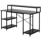 Secretária para escritorio com 3 prateleiras Pernas com Almofadas Ajustáveis Anti-derrapante Estrutura de metal 140x60x93 cm Preto — foto 1