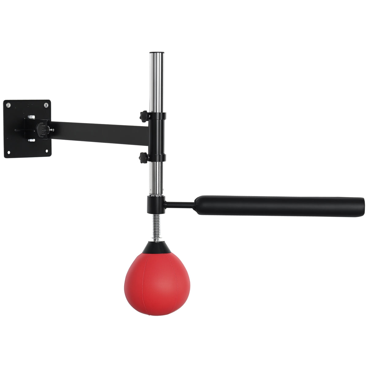 Punching Ball de Boxe Montado na Parede Altura Ajustável com Barra Giratória e Inflador Bola de Velocidade para Adultos e Adolecentes 79x72x20cm Preto e Vermelho — foto 1