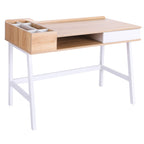 Secretária para Computador com Gaveta Prateleira Compartimentos Arrumação 100x55x81,5 cm Madeira e Metal — foto 1