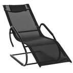 Espreguiçadeira de Jardim Ergonómica com Apoio para a Cabeça e Apoio para os Braços Espreguiçadeira Estofada em tecido Textilene Respirável para Terraço Pátio 59,5x160x83cm Preto — foto 1