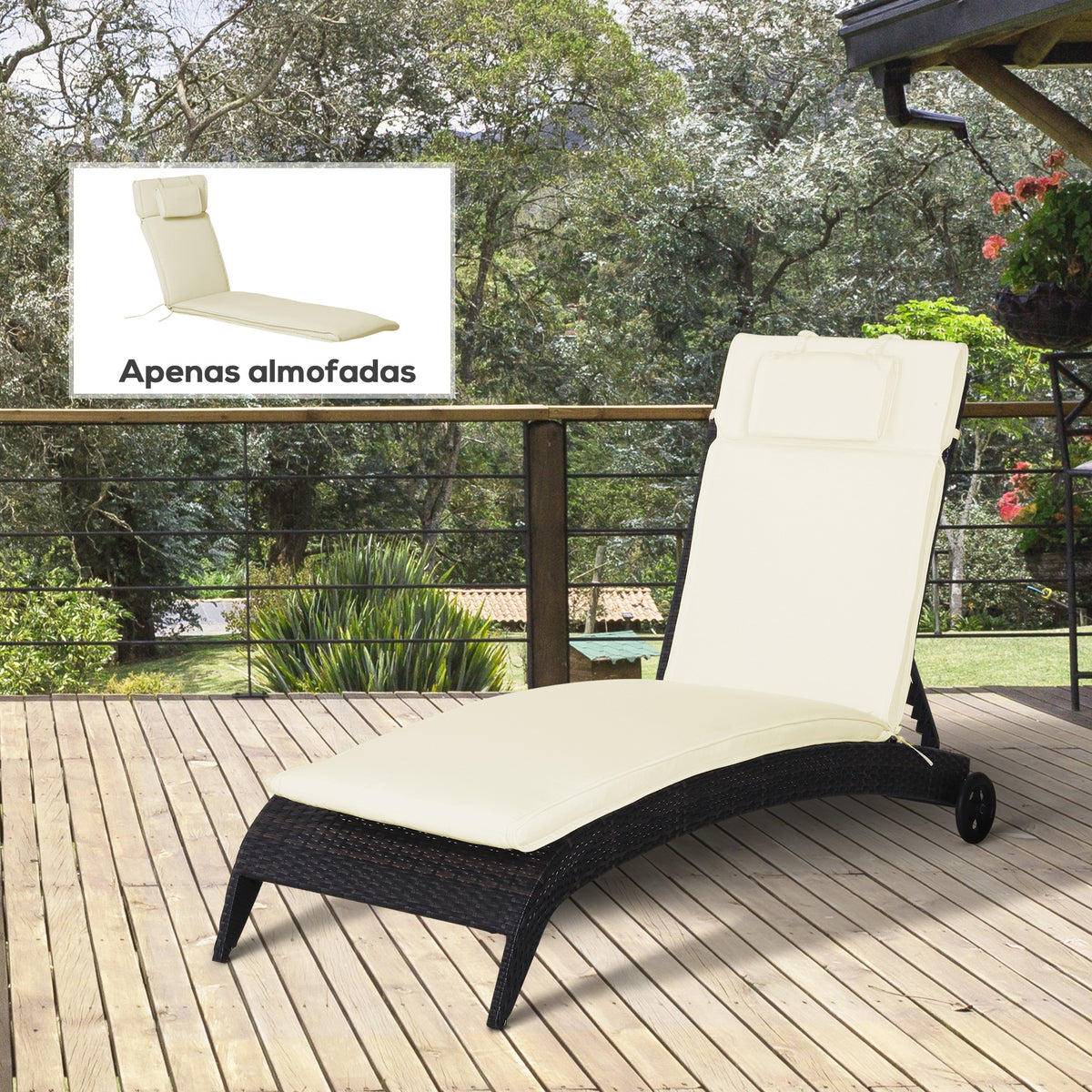 Almofada para Espreguiçadeira 198x53x5cm Almofada Suave para Espreguiçadeira Dobrável Acolchoada para Exterior Jardim Pátio Creme — foto 2