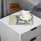 Mesa de cabeceira Mesa lateral com 2 gavetas e base elevada de metal Estilo moderno e minimalista 39,5x40x48 cm Branco e cinza — foto 7