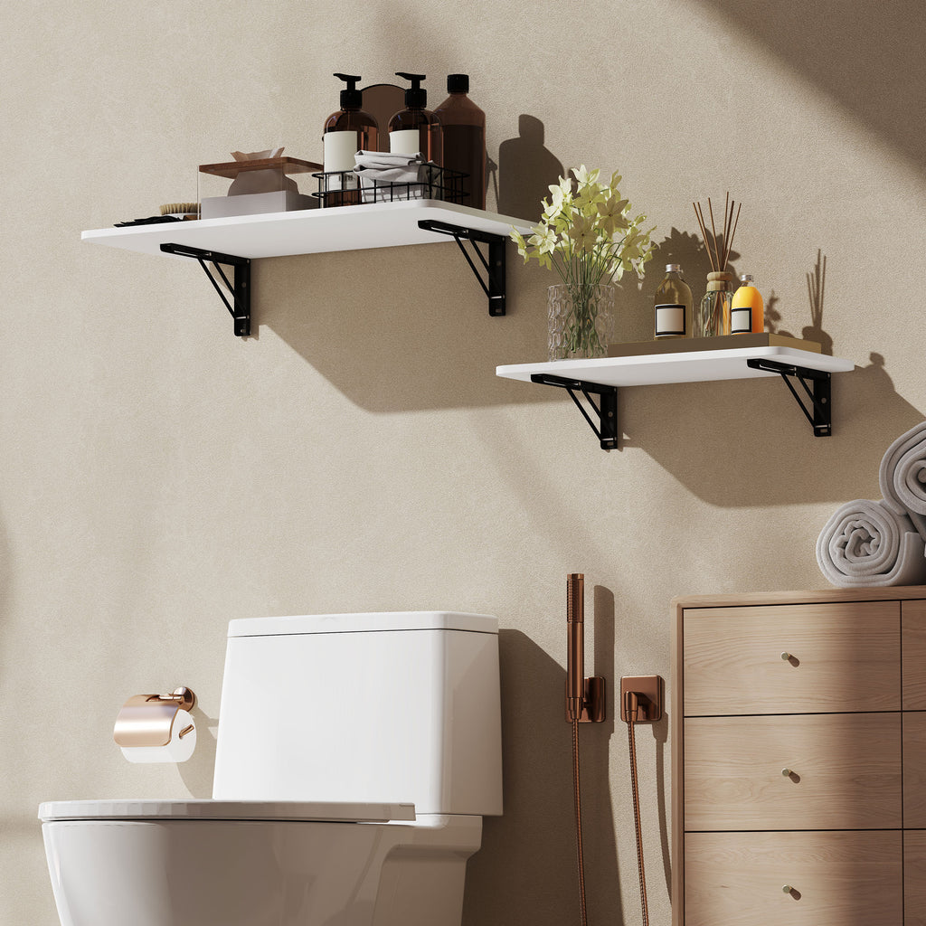 Conjunto de 2 Mesas Dobráveis de Parede Secretárias Flutuantes para Espaços Pequenos Mesas Rebatíveis para Cozinha Sala de Jantar Escritório Quarto e Sala Branco Brilhante — foto 7