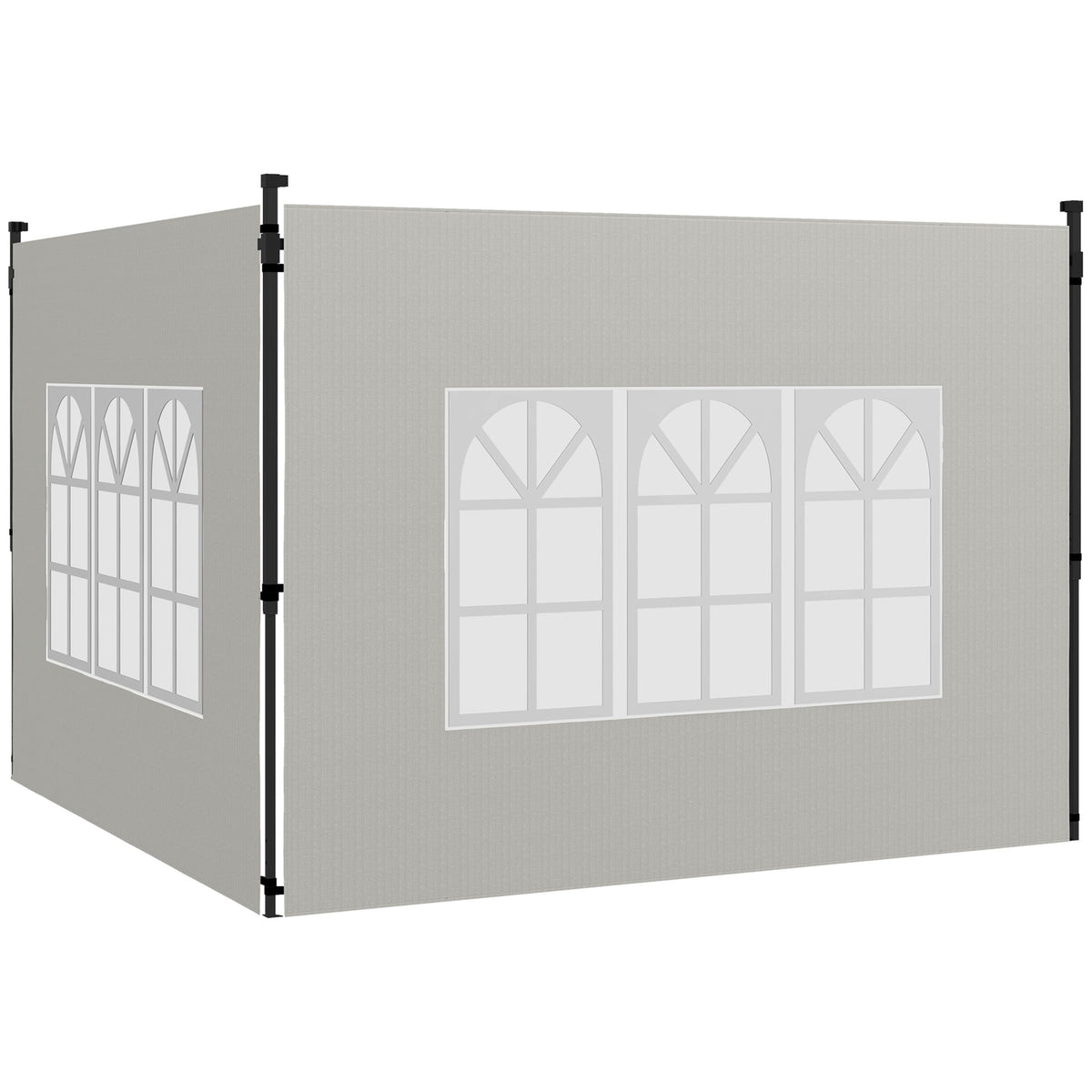 Conjunto de 2 Paredes Laterais para Tendas de 3x3m e 3x6m Paredes Laterais para Tendas com Janelas Transparentes 293x193cm Branco — foto 1
