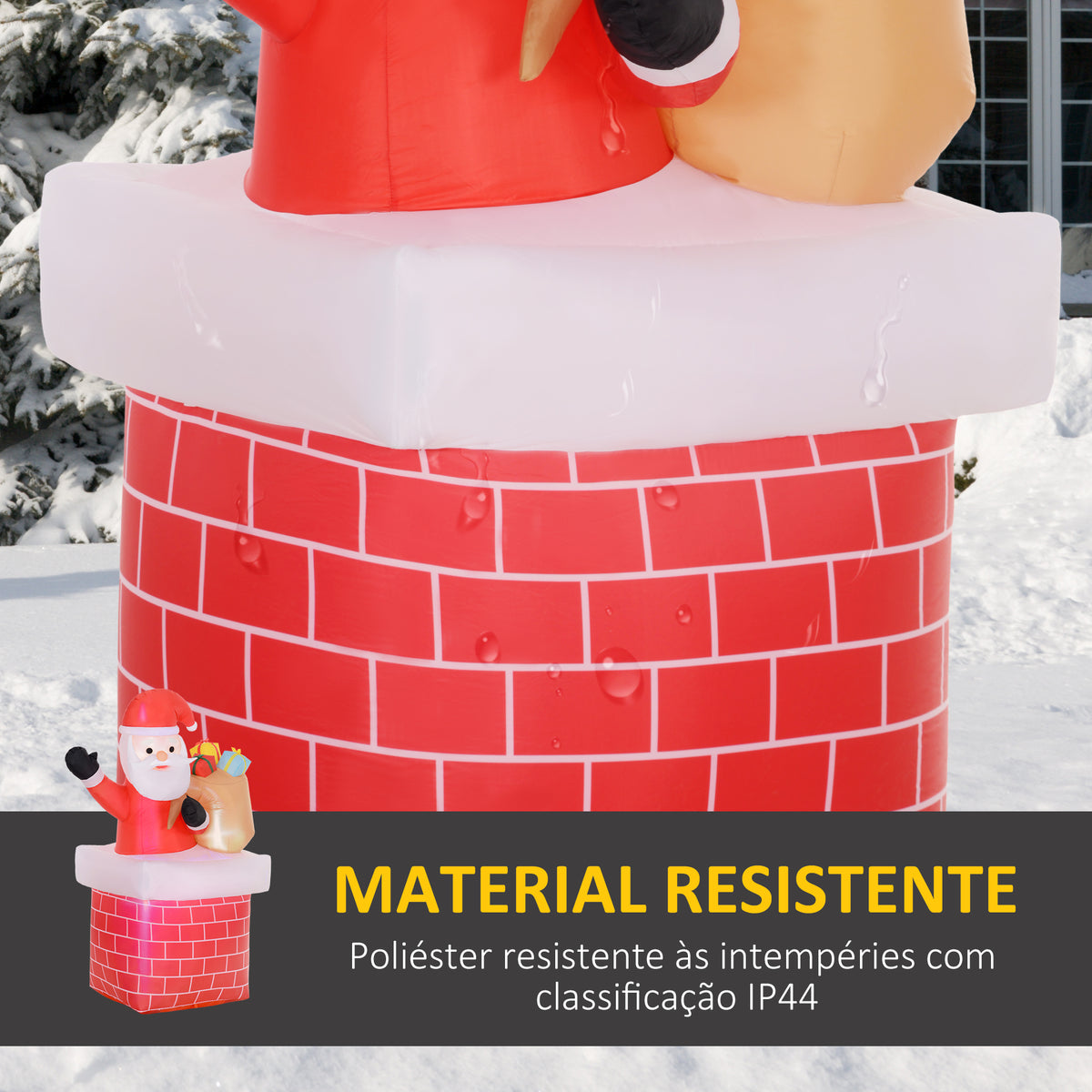 Pai Natal Insuflável com Sacos de Presente Saindo de uma Chaminé Decoração de Natal Insuflável com Luzes LED par Exterior 130x82x195 cm Vermelho — foto 5