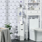 Coluna Casa de Banho com 2 Portas e 2 Prateleiras Abertas Armário Alto para Casa de Banho Sala de Estar Dormitório Estilo Moderno 15,2x29,8x118cm Branco — foto 2