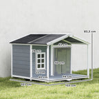Casota para Cães Resistente às Intempéries Elevada em Madeira com Telhado de Betume Terraço para Cães de Porte Médio 103x107x83,5 cm Cinza — foto 2