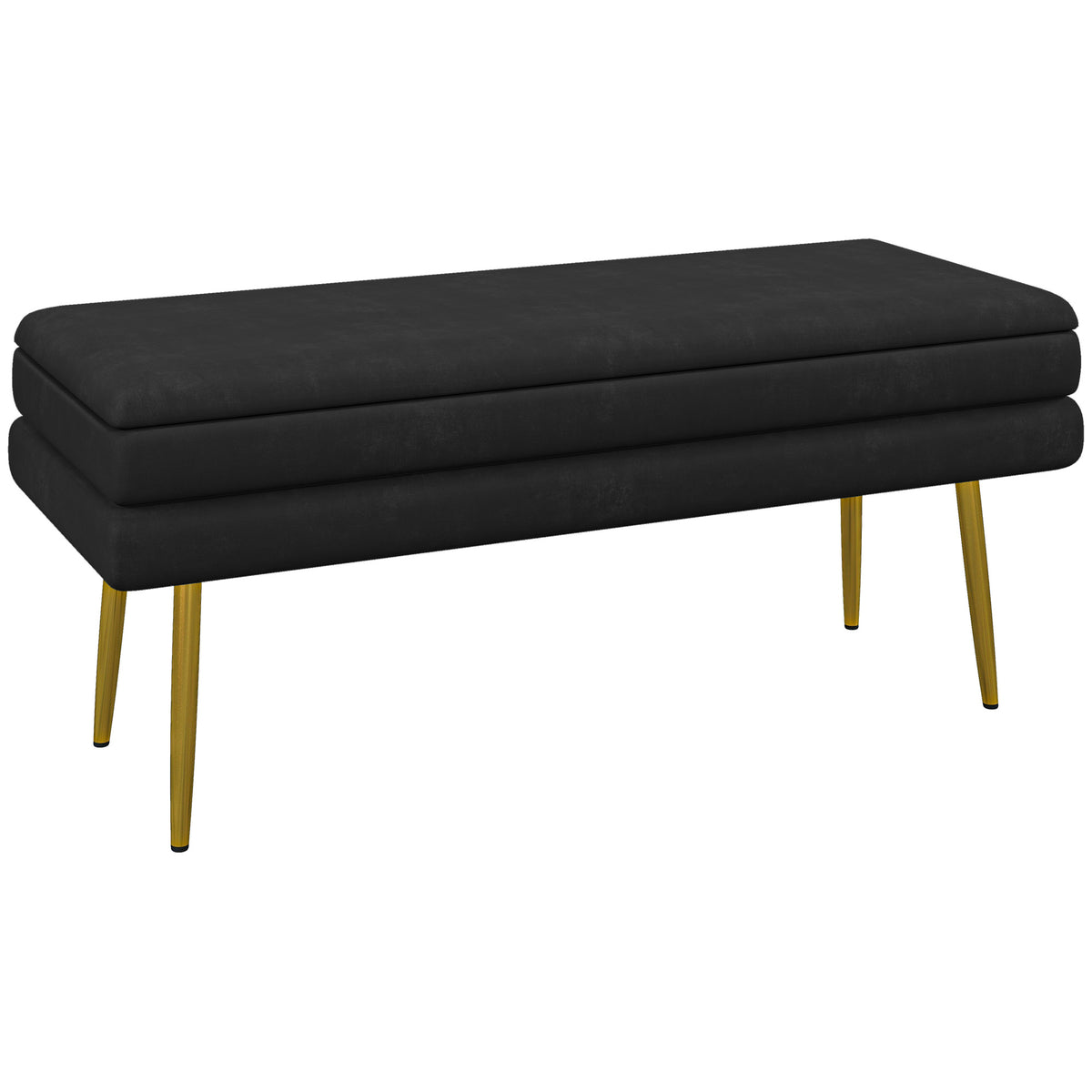 Baú de Arrumação para Quarto 39 L em Veludo com Pés de Aço 100x37,5x42 cm Preto — foto 1