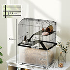 Gaiola para Hamster com Base Funda, Plataforma, Comedouro, Bebedouro, Rampa e Rodas 57x43x74 cm Preto — foto 2