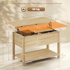 Mesa de Centro Elevável e Extensível Mesa de Sala com Compartimento Oculto Prateleira Aberta 100x45x50,5 cm Madeira Natural — foto 2