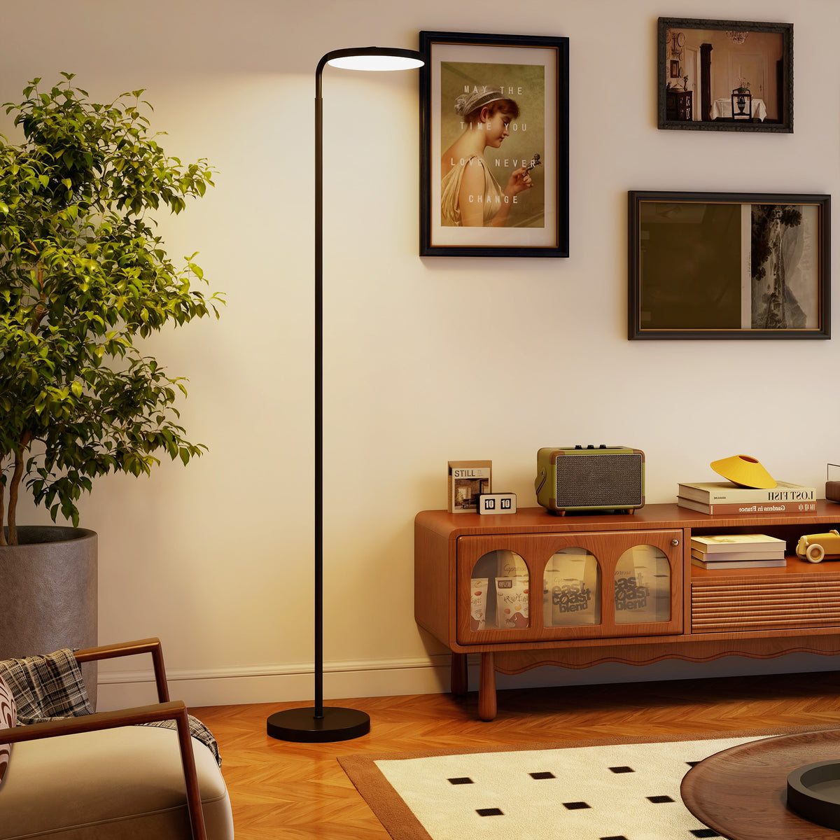 Candeeiro de Pé Led Lampadaire de Pé com Intensidade Variável Cabeça Rotativa 350° Telecomando Magnético 41x25x177cm Preto — imagem 3