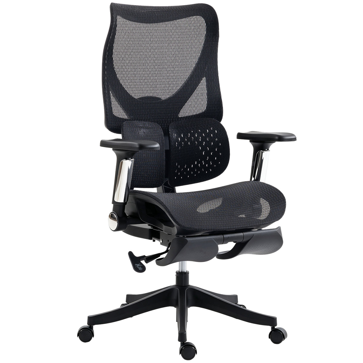 Cadeira de Escritório Ergonómica com Apoio Lombar, Encosto Alto Reclinável em Malha, Apoio para os Pés e Altura Ajustável Preta — foto 1