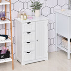 Armário Casa de Banho de Madeira Móvel Auxiliar Organizador Moderno de Madeira com 1 Armário e Gavetas 56x30x83 cm Branco — foto 2