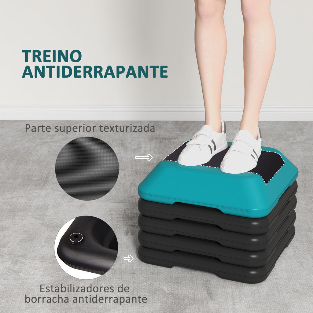 Step para Exercício Aeróbico Plataforma Step Antideslizante com Altura Ajustável de 10/15/20/25/30 cm Carga 150 kg para Exercício em Casa Ginásio Azul — foto 5