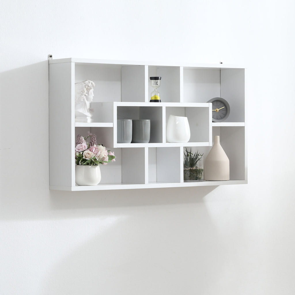 Decorativa Prateleira Conjunto de 8 Prateleiras Prateleiras de Livros Prateleiras Flutuantes Cubos Modernos 85x14.5x47.5 cm de carga 20 kg De Madeira — foto 7