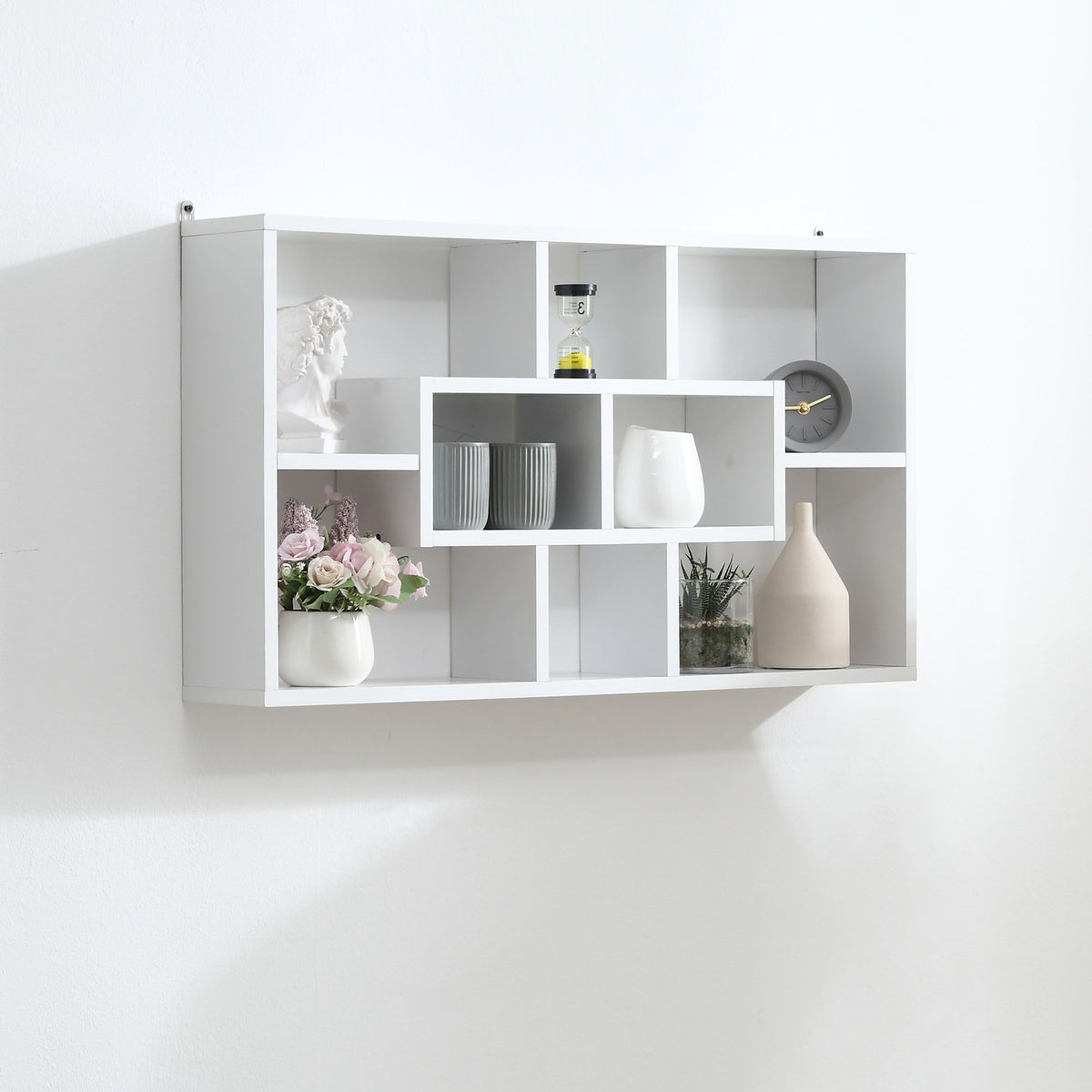 Decorativa Prateleira Conjunto de 8 Prateleiras Prateleiras de Livros Prateleiras Flutuantes Cubos Modernos 85x14.5x47.5 cm de carga 20 kg De Madeira — foto 7