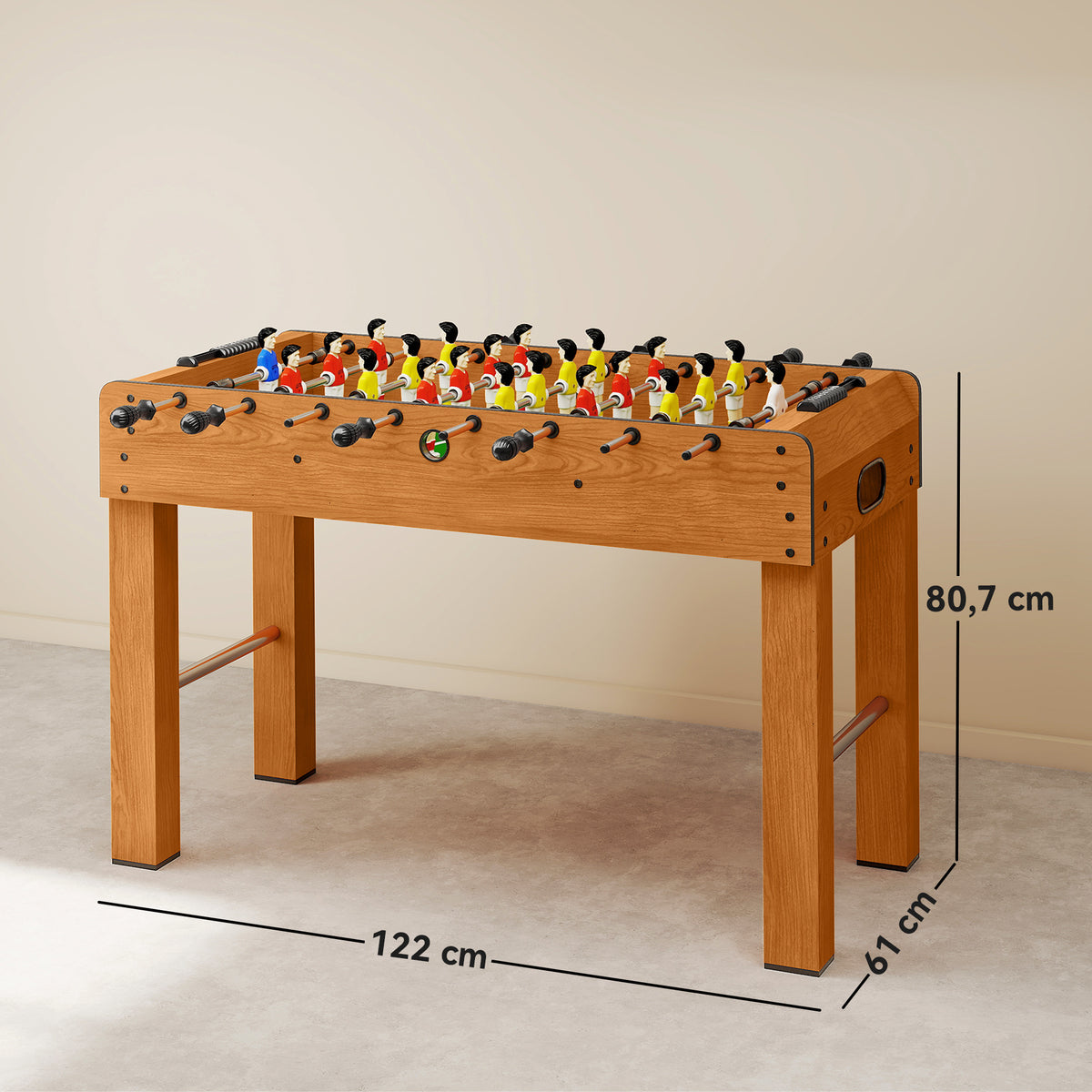 Matraquilho Profissional para Crianças e Adultos Mesa de Matraquilho com 8 Barras e 2 Bolas para Casa Sala de Jogos 122x61x80,7 cm Madeira — foto 3