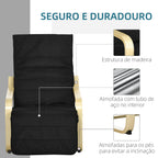 Poltrona de Sala de Estar com Apoio para os Pés Ajustáveis Poltrona para Dormitório Estofada em Tecido com Estrutura de Madeira Carga 120 kg para Escritório Estúdio 66,5x94x100 cm Preto — foto 6