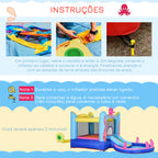 Castelo Insuflável com Escorrega Trampolim e Piscina para Crianças acima de 3 Anos Inclui Insuflador e Bolsa de Transporte para Interior e Exterior 360x175x180cm Multicor — foto 6