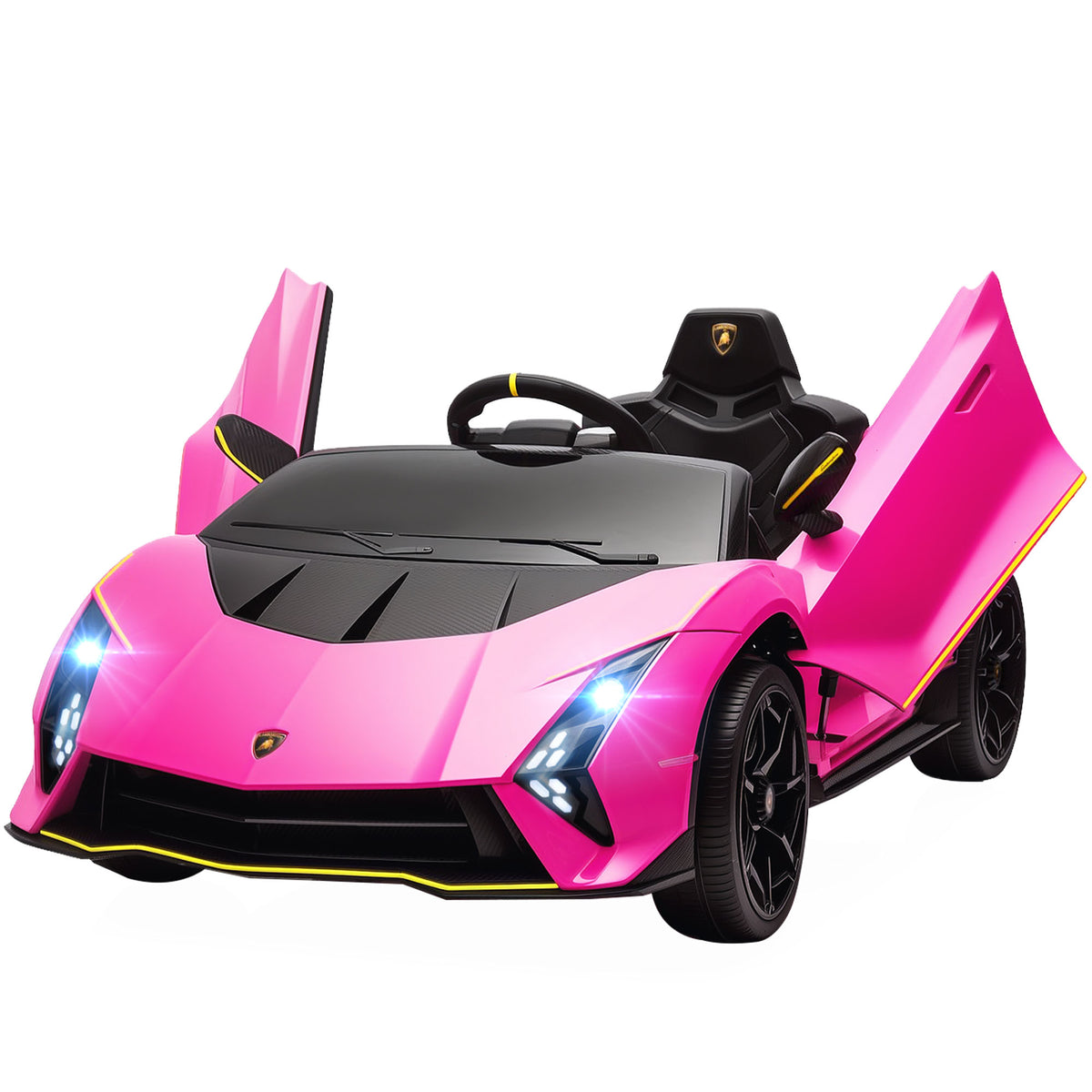 Carro Elétrico para Crianças acima de 3 Anos Carro Elétrico Lamborghini com Bateria 12V Controlo Remoto Faróis Buzina Arranque Lento e Música MP3 114,5x64x45,5 cm Rosa — foto 1