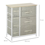 Cómoda com 7 Gavetas de Tecido Cómoda de Armazenamento Multifuncional para Dormitório Sala de Estar Corredor 63,5x30x71cm Cinza — foto 3
