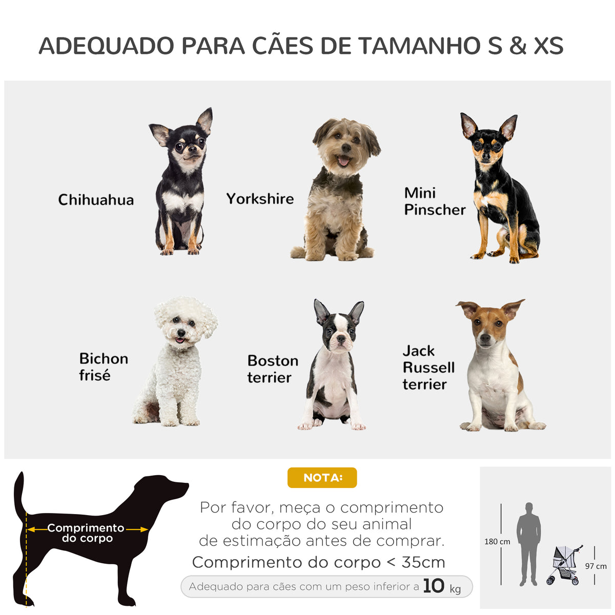 Carrinho para Cães Dobrável, Carrinho para Cães Pequenos com Cesta de Armazenamento, Janelas de Malha, Suportes para Copos, Rodas de EVA, Almofada Lavável, Travões, Carga 10 kg, 75x45x97 cm, Cinzento — foto 7