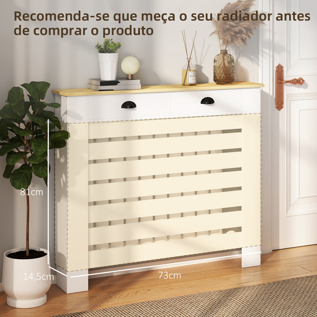 Cobertura para Radiador com Gavetas Cobertura para Radiador de MDF para Sala de Estar Dormitório Corredor 111x19x95,5 cm Branco — foto 7