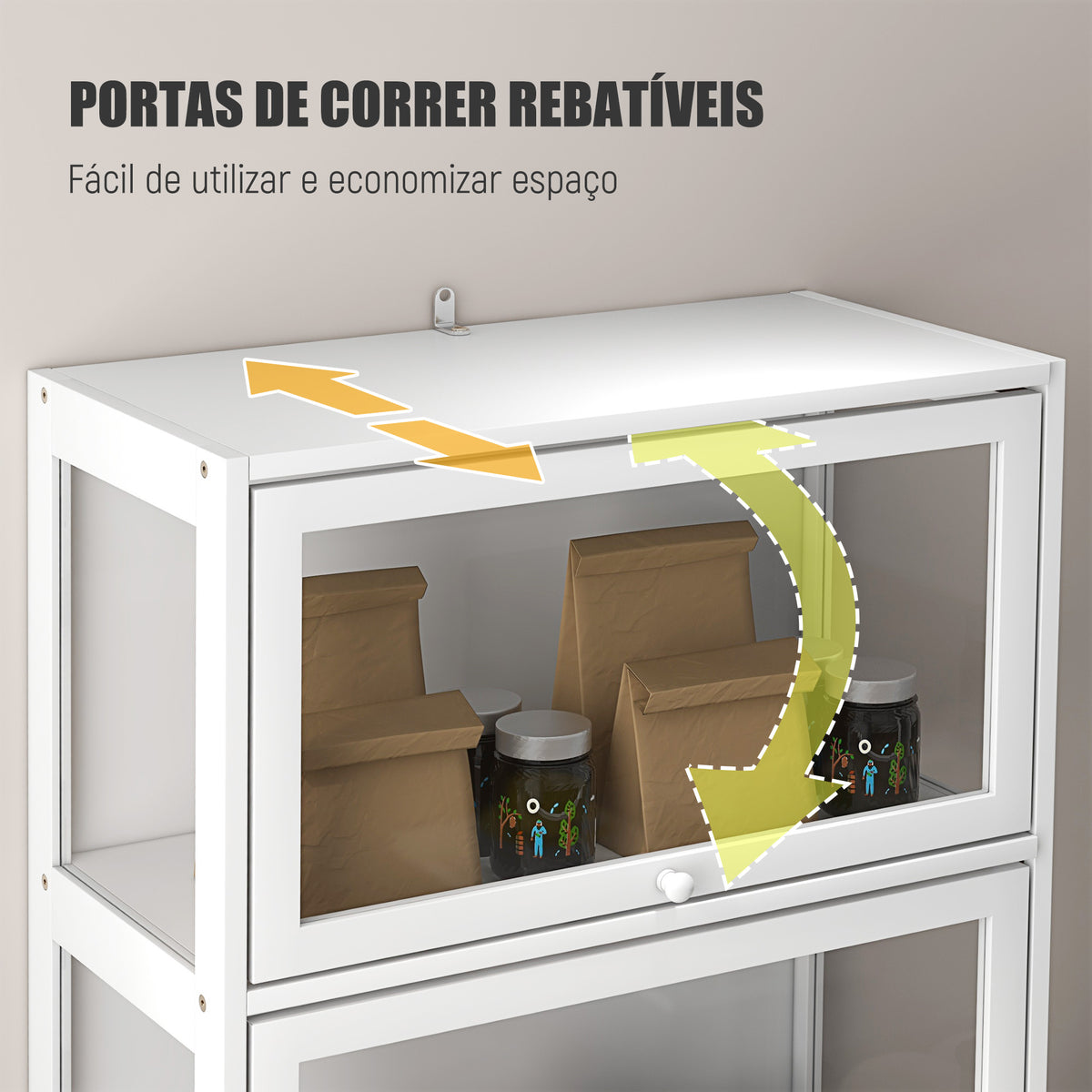 Vitrine Colecionador de 4 Níveis Vitrine Sala de Estar com Portas Abatíveis de Acrílico Anti-Tombo para Estúdio Dormitório Escritório 59x30x139 cm Branco — foto 4