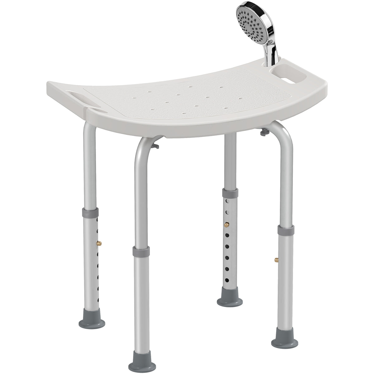 Banco de Duche Banco de Segurança para Duche com Altura Ajustável em 8 Posições com Base de Borracha Antiderrapante 50x36x39,5-56,5 cm Branco — foto 1