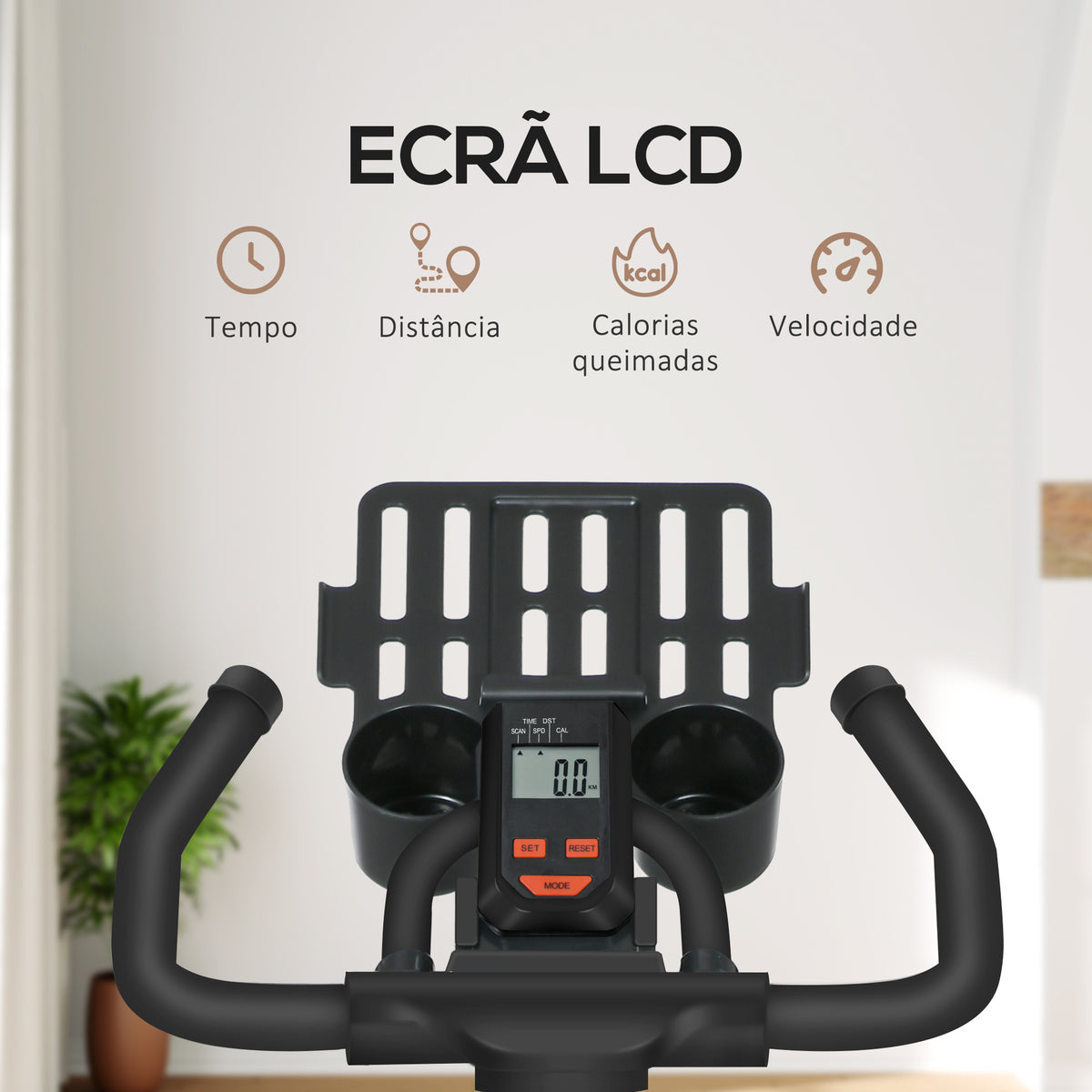 Bicicleta Estática com Resistência Ajustável Bicicleta Fitness com Volante de Inércia de 8 kg Ecrã LCD Guiador e Assento Ajustável para Casa Ginásio 103x53x100-114 cm Preto e Vermelho — foto 4