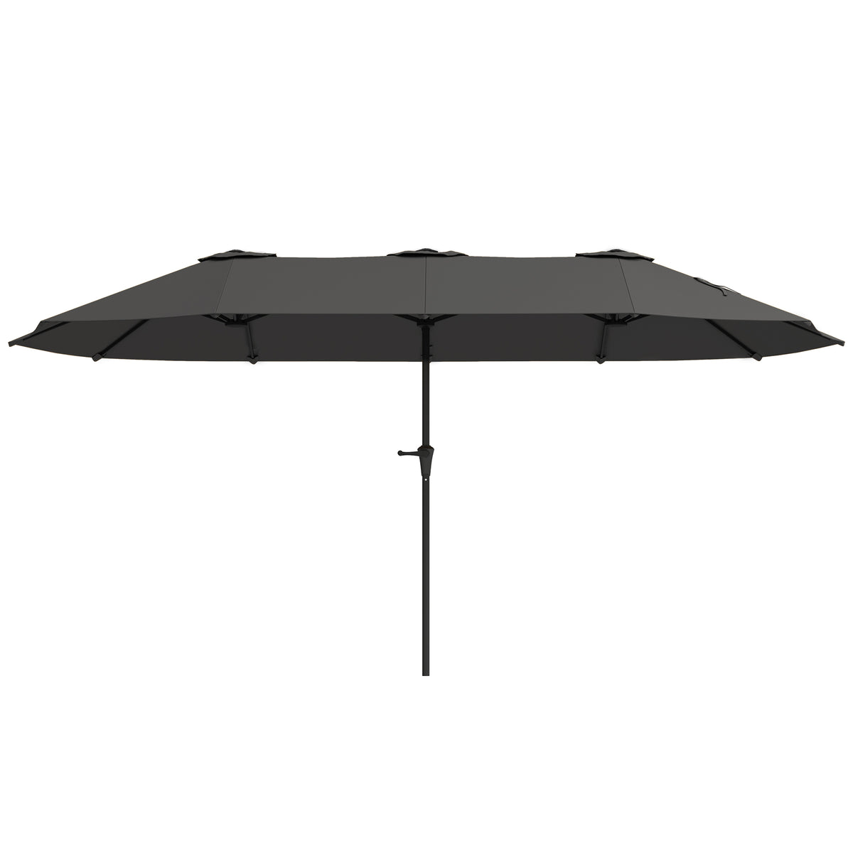 Chapéu de Sol Duplo 4x2,2 m Chapéu de Sol para Jardim com Manivela Manual Impermeável e Proteção UV30+ Chapéu de Sol Grande para Exterior Praia Piscina Cinza Escuro — foto 1