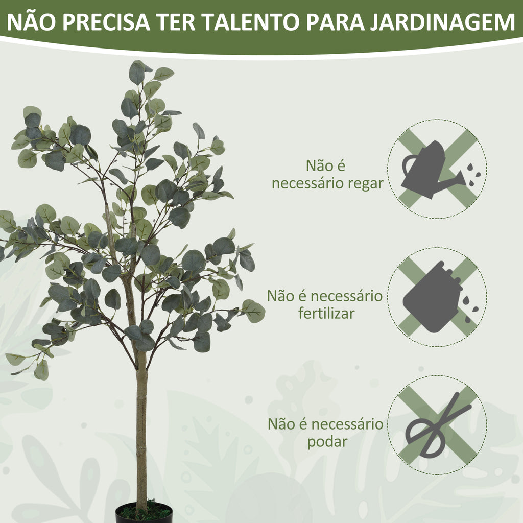 Eucalipto Artificial 150 cm Planta Artificial Decorativa Grande Árvore Artificial de Interior com 230 Folhas Decoração para Casa Escritório Dormitório Verde — foto 7