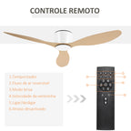 Ventoinha de Teto Motor DC Ø132x18 cm com Controle Remoto 3 Lâminas Reversíveis 6 Velocidades e Temporizador Silencioso para Dormitórios Sala de Jantar Branco e Natural — foto 7