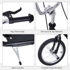 Trotinete com 2 Rodas de 16 Polegadas Trotinete para Crianças com Altura Ajustável e Freio 143x58x92-100 cm Preto — foto 5