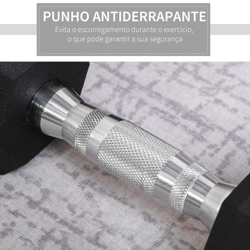 Conjunto de Halteres de 2x4kg com Barra Metálica e Cabeça Hexagonal Conjunto Pesos para Treino em Casa Ginásio 27,2x10,5 cm Preto e Prata — foto 4