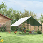Galinheiro de Exterior Grande 3x6x2m Gaiola para 12-18 Galinhas de Aço Galvanizado com Teto de PE e Fechadura para Coelhos Prata — foto 8