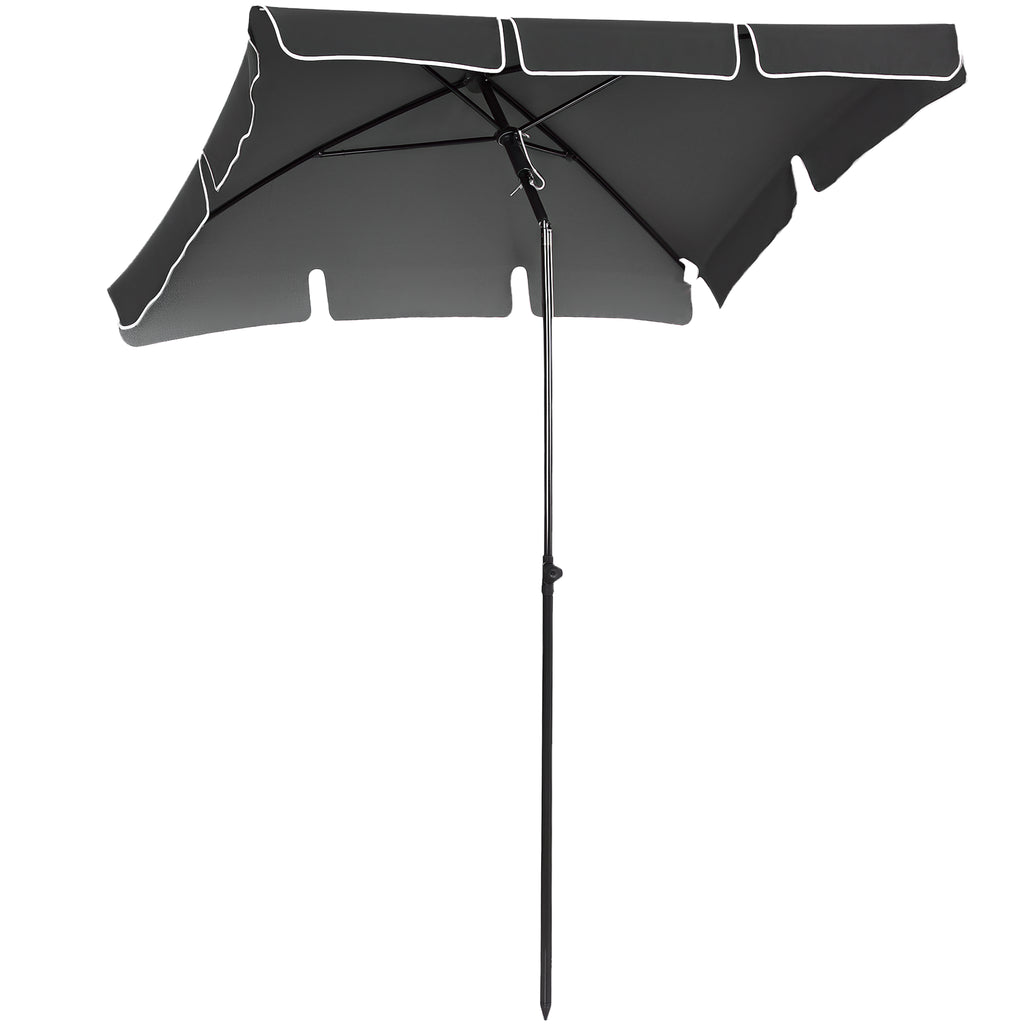 Chapéu de Sol Retangular de Jardim 198x130x240cm Chapéu de Sol de Alumínio com Função de Inclinação para Terraço Pátio Exterior Cinza — foto 1