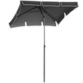 Chapéu de Sol Retangular de Jardim 198x130x240cm Chapéu de Sol de Alumínio com Função de Inclinação para Terraço Pátio Exterior Cinza — foto 1