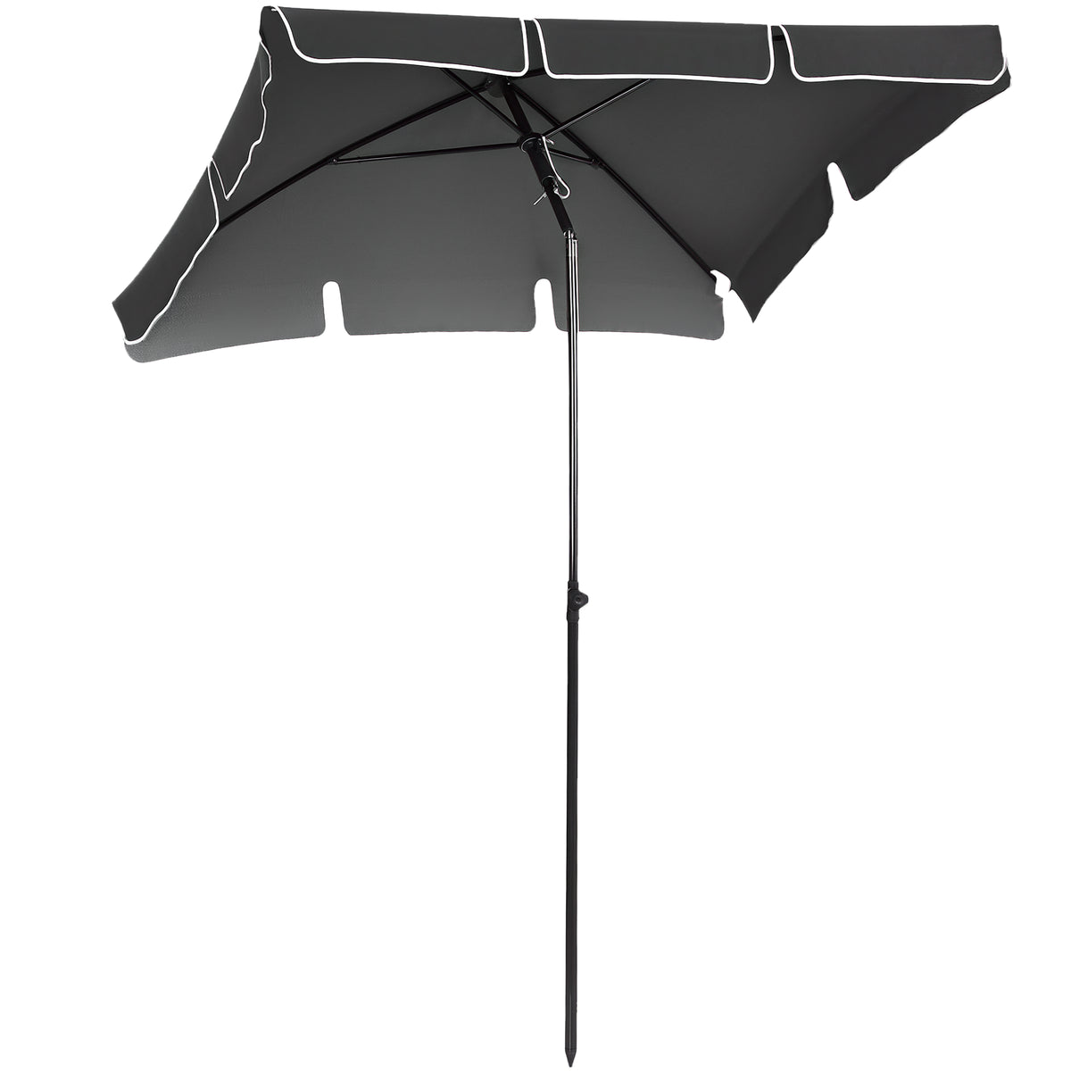 Chapéu de Sol Retangular de Jardim 198x130x240cm Chapéu de Sol de Alumínio com Função de Inclinação para Terraço Pátio Exterior Cinza — foto 1